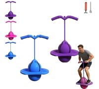 Balance Jumping Ball, Crazy Jumper Jump Ball Balance Board with Handle, Quiet Fitness Bouncing Balls with Non-Slip Footpads Indoor & Outdoor Fun (Blue+Purple)