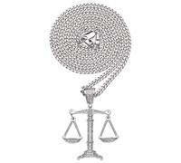 Balance Libra Colgante Scales of Justice Collar, Bling Iced out Cubic Zircon Joyas de Hip Hop para Hombres Y Mujeres, Rapper Charm Street Rock Cadena Cubana de Acero Inoxidable