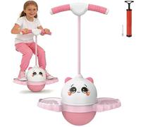 Balance Pogo Ball with Handle for Kids, Jumping Trick Ball Toy with Colourful LED Lights Panda Shape, Fun Bounce Toy for Boys Girls Balance Training (Pink,without light)