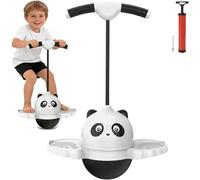 Balance Pogo Ball with Handle for Kids, Jumping Trick Ball Toy with Colourful LED Lights Panda Shape, Fun Bounce Toy for Boys Girls Balance Training (Black,without light)