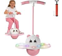 Balance Pogo Ball with Handle for Kids, Jumping Trick Ball Toy with Colourful LED Lights Panda Shape, Fun Bounce Toy for Boys Girls Balance Training (Pink,with Light)
