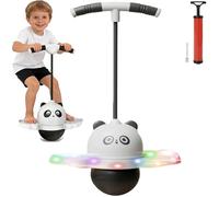 Balance Pogo Ball with Handle for Kids, Jumping Trick Ball Toy with Colourful LED Lights Panda Shape, Fun Bounce Toy for Boys Girls Balance Training (Black,with Light)