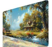 Balancearse Alfombrilla Escritorio XXL 800x300 mm Flor Mouse Pad Grande, Protector de Mesa Impermeable, Alfombrilla Ratón XL con Base Antideslizante, Accesorios Oficina, Regalo para Familia H0-917