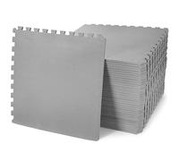 BalanceFrom Fitness - Alfombrilla de Ejercicio de Espuma EVA de Alta Densidad Antideslizante de Doble Cara de 144 pies Cuadrados con Bordes entrelazados, Color Gris