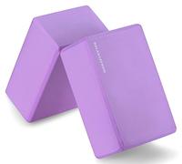 BalanceFrom Fitvids GoYoga-Juego de 2 Bloques de Yoga de Alta Densidad, 9 x 6 x 4 Pulgadas Cada uno [versión más Reciente], Unisex, Morado