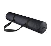 BalanceFrom Go Yoga - Esterilla de yoga multiusos antideslizante de alta densidad con correa de transporte, 1/4 pulgadas, color negro