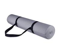 BalanceFrom GoYoga - Esterilla de yoga antideslizante de alta densidad con correa de transporte, 1/4 pulgadas, color gris