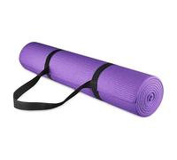 BalanceFrom GoYoga - Esterilla de yoga antideslizante de alta densidad con correa de transporte, 1/4 pulgadas, color morado