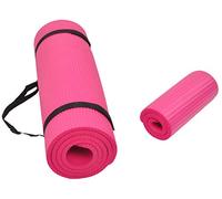 BalanceFrom GoYoga+ - Esterilla de yoga multiusos de 1/2 pulgada extra gruesa de alta densidad antidesgarros y rodillera con correa de transporte (rosa)
