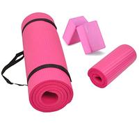BalanceFrom GoYoga+ - Esterilla de yoga multiusos de 1/2 pulgada extra gruesa de alta densidad antidesgarros y rodillera con correa de transporte, rosa