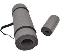 BalanceFrom GoYoga+ - Esterilla de yoga y rodillera multiusos de 1/2 pulgadas, extra gruesa, alta densidad, antidesgarros, con correa de transporte (gris)