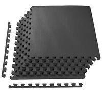 BalanceFrom, Tapete de ejercicio de rompecabezas, 6 azulejos de espuma entrelazados, 1,3 cm de grosor, 2 m², alfombrillas de entrenamiento, accesorios y equipos de gimnasio en casa, Negro