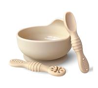 BALANCEX Bol de Silicona para Bebe con Ventosa y Cucharas de Aprendizaje - Cuenco Bebé Antivuelco, Antiderrame | Vajilla Bebe BLW, Baby Led Weaning