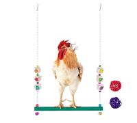 Balancín de gallina con campana - Juguetes de gallinero con 2 bolas de ratán,Perca de madera para periquito loro pollo reoitelet Mainate Calopsitte Juego Enriquecimiento Descanso