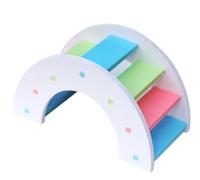 Balancín de madera para hámster con puente de arco iris, columpio para actividades de animales pequeños, accesorios de jaula de hámster, tratamiento práctico