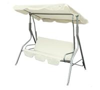 Aktive 61113 - Columpio jardín exterior 3 plazas marfil | Toldo inclinable, asiento y respaldo acolchados | Balancín jardín exterior antideslizante | Medidas 170x110x153 | Muebles jardín exterior