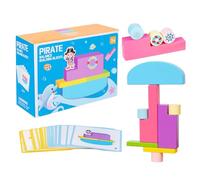 Balancing Stack Game, Sensory Blocks Toy, Hand-Eye Coordination Builder, Educational Fine Motor Activity, Colorful Wooden Set, Indoor Outdoor Family Play for Kids Adults, 1set Multicolor Wood