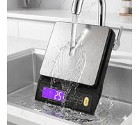 Balanza Cocina Recargable Impermeable, 0.1g/5kg, Báscula Comida Con Pantalla LCD, Función De Tara, Conteo De Piezas Para Hornear, Apagado Automático, Acero Inoxidable Lavable 304