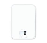 Beurer KS 19 Pure White balanza de cocina digital, capacidad de hasta 5 kg (división precisa de 1 g), balanza doméstica con sensor táctil, balanza para alimentos incl. pilas, diseño ultraplano, blanco