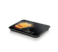 Balanza de cocina digital Laica KS5015 diseño negro orange, pesa máximo 15 kg, en vidrio templado. Función TARA.