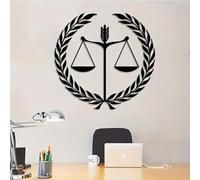 Balanza de la Justicia de Metal para Pared - Hierro con Acabado Negro y Balanza de Laurel para Decoración de Derecho, Facultad de Derecho y Biblioteca (30 CM/12 Pulgadas)