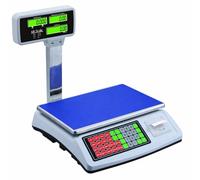 Balanza Digital 50kg con Impresora de Etiquetas, Alta Precisión 1/3000, Pantalla LED Dual, Función Tara y Precio, Báscula frutera Ideal para Tiendas y Fruterías