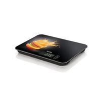 Balanza de cocina digital Laica KS5015 diseño negro orange, pesa máximo 15 kg, en vidrio templado. Función TARA.