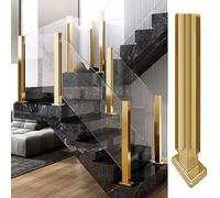 Balaustrada de vidrio de 85 cm con poste de esquina dorado, sistema de barandilla de vidrio interior con soportes de columna de barandilla y conectores para valla de cubierta y decoración moderna