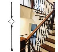 Balaustradas metálicas for barandillas de interior de 95 cm de altura, postes for barandillas de escaleras con zapatas y tornillos(Style 3,1 Pack)