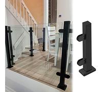 Balaustradas Postes de barandilla de vidrio negro para exteriores/hormigón/madera, poste de barandilla de vidrio de acero inoxidable con abrazaderas, kit de pasamanos para encimera (poste final de 100