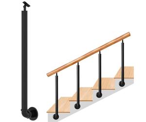 Balaustre De Barandilla De Escalera Negro De Granja Moderna, Paquete De 1 | Poste De Soporte Metálico Giratorio De Montaje Lateral, Ajuste De Múltiples Ángulos(100cm(39.4in))