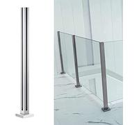 Balaustre de barandilla de escalera, poste plateado para barandilla de vidrio, plástico y madera, clip de vidrio para loft, balcón, terraza, escaleras para balcones y pasillos (poste de esquina de 95