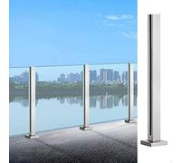 Balaustre de barandilla de escalera, poste plateado para barandilla de vidrio, plástico y madera, clip de vidrio para loft, balcón, terraza, escaleras para balcones y pasillos (poste final de 105 cm)