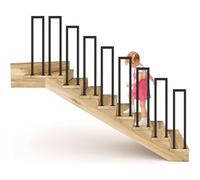 Balaustre de hierro forjado negro en forma de U de 30 a 100 cm, para uso en interiores y exteriores, barandilla de transición ajustable para escaleras y cubiertas