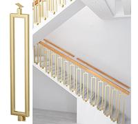 Balaustre de metal para escaleras, 100 cm de altura, soporte ajustable, diseño rectangular único, poste de barandilla para interiores y exteriores, color dorado, montaje lateral, duradero y elegante.