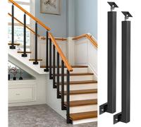 Balaustres ajustables de metal negro de 270°, ejes de barandilla de 3.3 pies para cubiertas, escalones y jardines, paquete de 2, columnas de barandilla duraderas para exteriores
