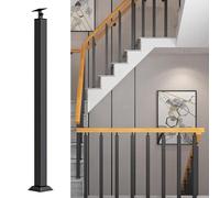 Balaustres ajustables de metal para escaleras, columnas cuadradas de 270° para escaleras interiores y barandillas de terraza, incluye tornillos y soportes, color negro, 1 paquete, diseño duradero y