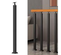 Balaustres cuadrados de metal negro para escaleras, husillos de hierro resistentes con base plana y kit de tornillos para escaleras interiores, pasillos y barandillas, decoración elegante del hogar