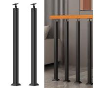 Balaustres de escalera de metal negro, columnas cuadradas con kit de tornillos de base plana para barandillas de escaleras interiores y pasillos, postes de hierro duraderos para mayor seguridad y