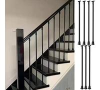 Balaustres de escalera de metal para escalones de interior, husillos negros, paquete de 5, barandilla moderna para instalación de ático, pasillo, villa u hotel