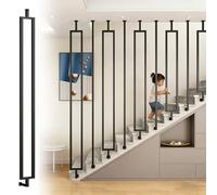 Balaustres de escalera Personalizables Barrotes de hierro para escaleras, Columna de barrote universal para escaleras niveladas e inclinadas, para áticos, oficinas u hoteles.(Black ( A ),175cm/69in)