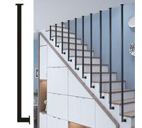 balaustres de escalera, Postes y barras de barandilla, rampas cuadradas para pasillos, pilares hall terrazas, protección anticaída, decoración del hogar(Black(1 Pack),H 1.65m/5.4ft)