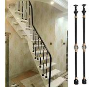 Balaustres De Repuesto Para Escaleras, Balaustres Redondos De Aluminio Para Terraza De 85 Cm, Columnas De Soporte De Suelo Para Escaleras Interiores De Madera O Baldosas, Color Negro, 2 Unidades, Alt