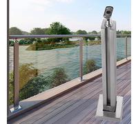 Balaustres De Vidrio Para Terrazas De Madera/Hormigón, Sistemas De Barandillas De Vidrio De Acero Inoxidable Para Pasamanos Redondos/Cuadrados, Plataforma De Paisajismo Para Balcones Exteriores, Colu