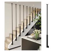 Balaustres modernos de hierro forjado for escaleras, barras laterales alta resistencia for hoteles, lofts, villas y oficinas(Black,92inch(233.6cm))
