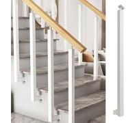 Balaustres Para Escaleras, Poste De Barandilla Rectangular Única, Metal Para Montados Lateralmente, Para Uso En Interiores Y Exteriores, Columna Con Kit(White,100CM/39.4IN)