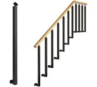 Balaustres Para Escaleras, Poste De Barandilla Rectangular Única, Metal Para Montados Lateralmente, Para Uso En Interiores Y Exteriores, Columna Con Kit(Black,100CM/39.4IN)