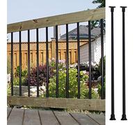 Balaustres Redondos Negros De Hierro Macizo Para Escaleras, Para Pasillos, Áticos, Interiores Y Exteriores. Incluye Conector Flexible Y Kits De Montaje En El Suelo. Paquete De 2. Altura: 95 Cm (37,4