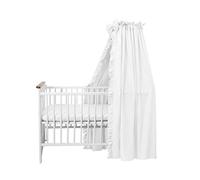 balbina Toldo 100% algodón, juego decorativo para cuna, toldo con volantes y lazo, mosquitera para habitación de bebé, cortina opaca sin mástil, 240 x 165 cm, color blanco
