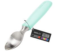 BALCI Cuchara para helado de acero inoxidable resistente con agarre de goma antideslizante, pala de metal profesional para helados, apta para lavavajillas, color menta